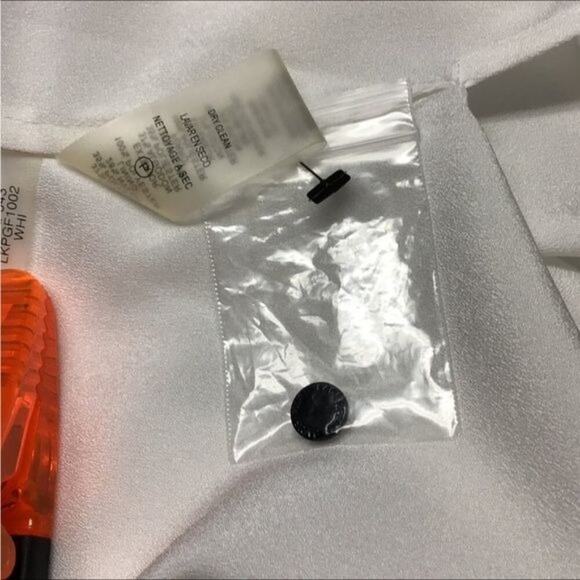 Karl Lagerfeld Women’s Long Bell Sleeve Button Down Lace Blouse, Black/White - Picture 10 of 12